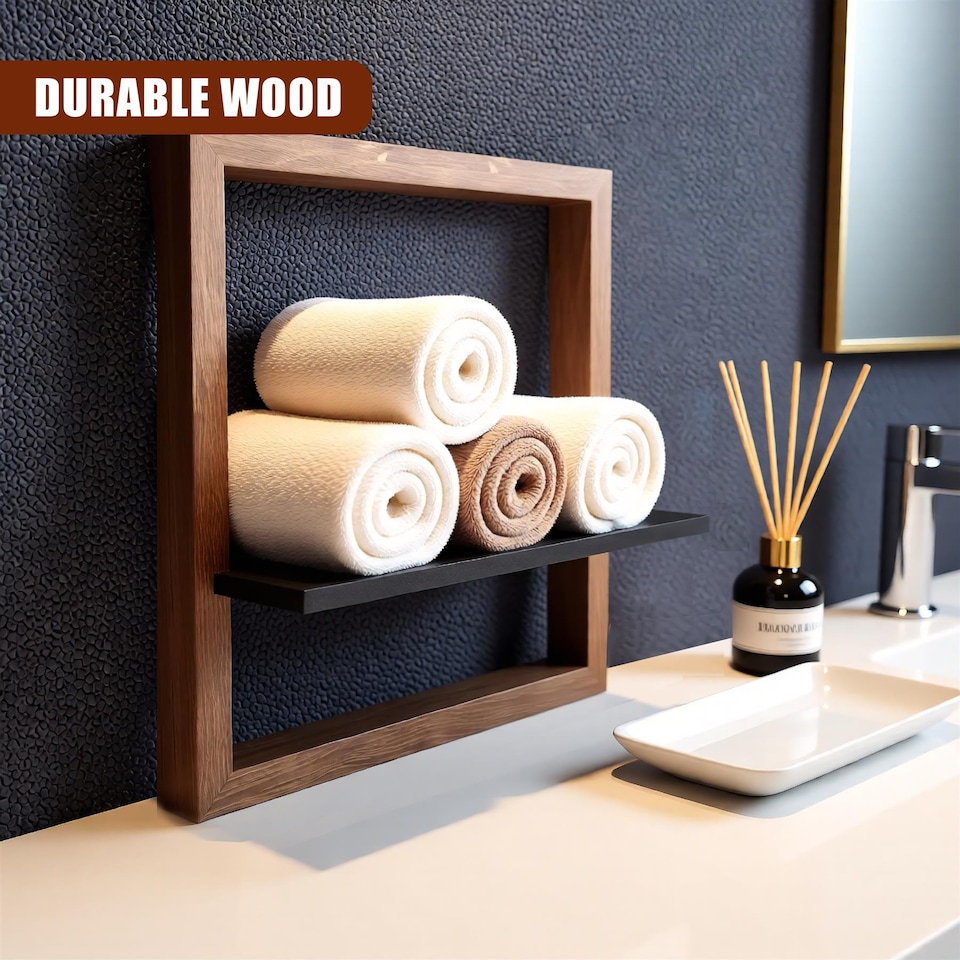 image 1 of GEEZY Square Floating Wall Shelf 30cm Wooden 3D Picture Ledge for Decor and Photos