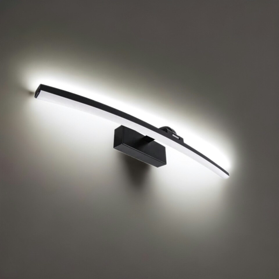 image 1 of CGC RUBY Black Curved IP44 Bathroom Mirror Wall Light 8W Black