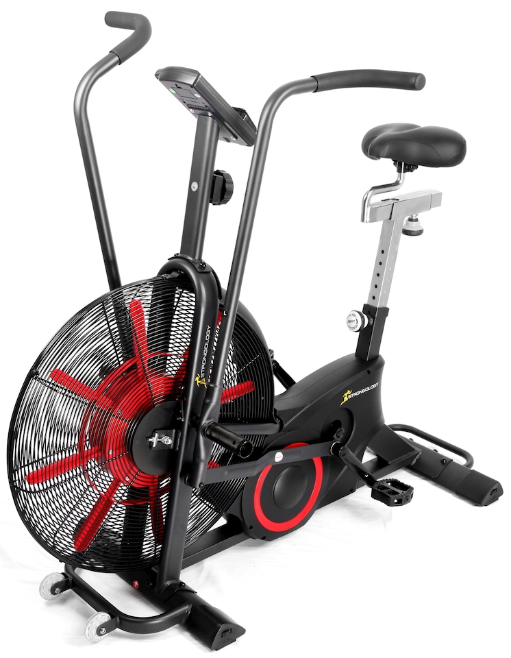image 1 of Strongology TITANIUM Assault Bike Adjustable Resistance Dual Belt Magnetic 24” Fan Professional Air Bike with Clear LCD Display