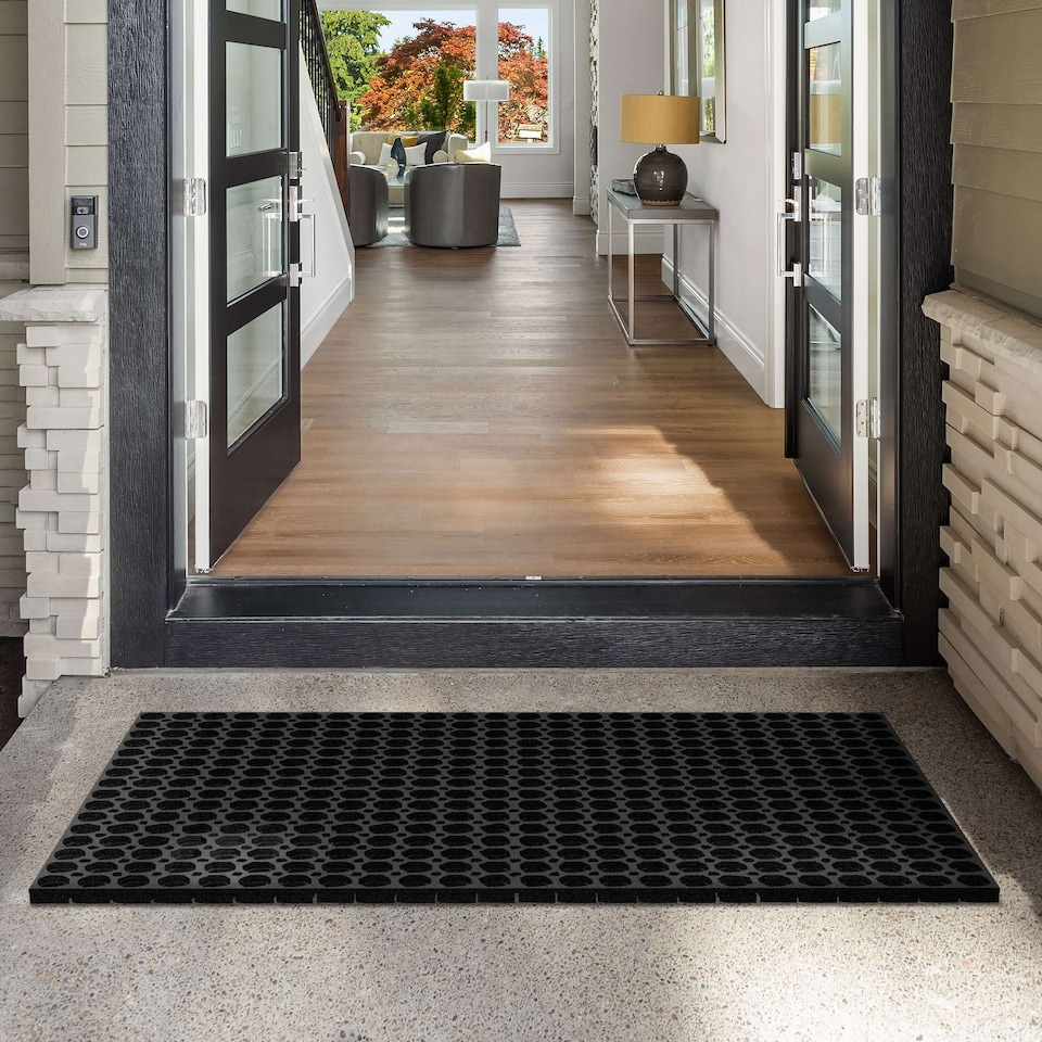 image 1 of Nicoman Rubber Ring Scraper Doormat 120x80cm | Black | 120x80cm
