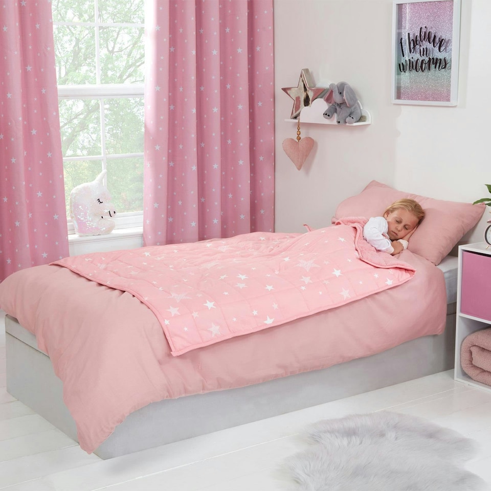 image 1 of OHS Star 3kg Teddy Fleece Weighted Blanket, 100x150cm - Blush Pink