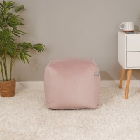 rucomfy Beanbags rucomfy Velvet Cube Bean Bag Pouffe - Soft Stylish Footstool in Pale Pink