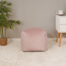 rucomfy Velvet Cube Bean Bag Pouffe - Soft Stylish Footstool