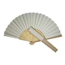 Rice White Paper Foldable Hand Held Bamboo Wooden Fan by Parev