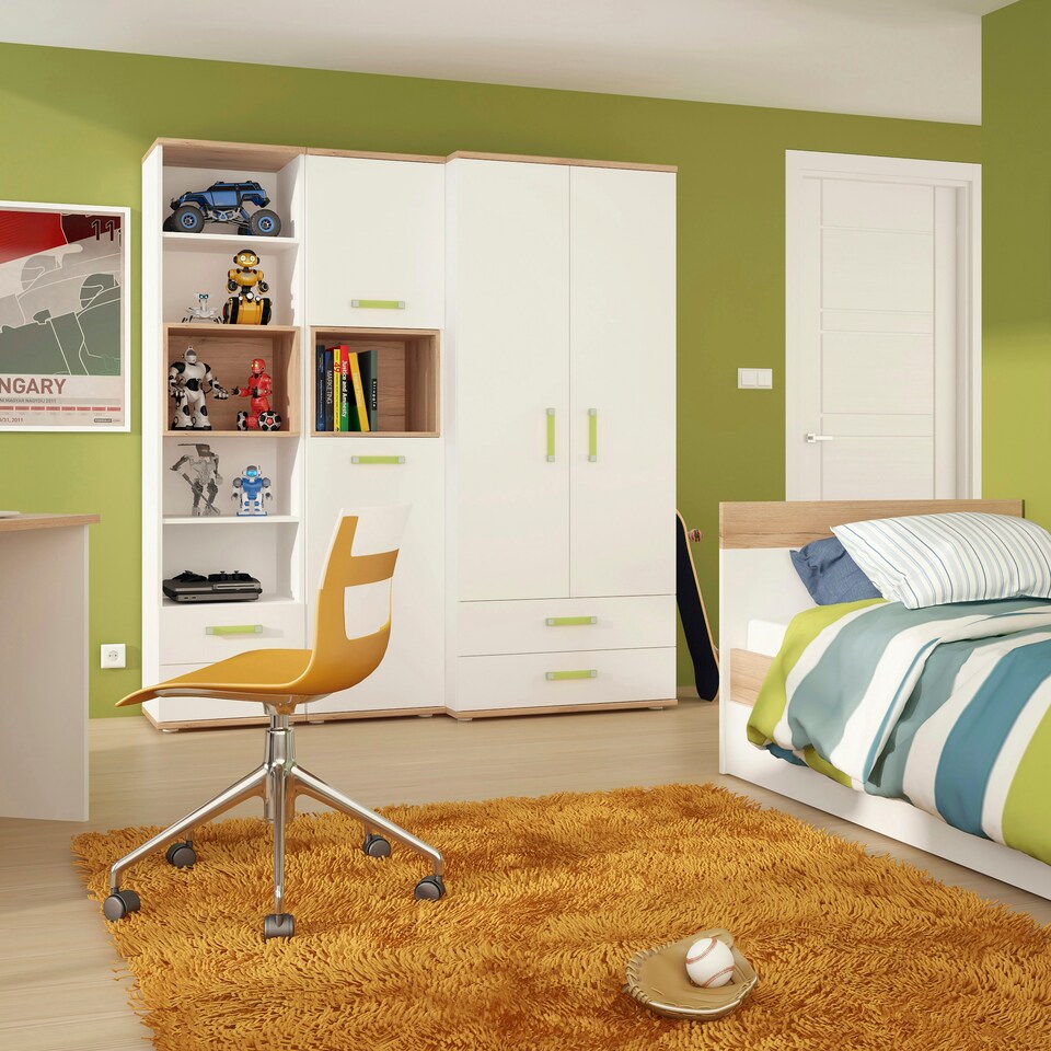 image 1 of 4KIDS 1 Drawer Bedside Cabinet with Lemon Handles