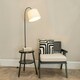 image 2 of ValueLights Crowther Dark Wood Side Table Shelved Tripod Floor Lamp with Fabric Shade