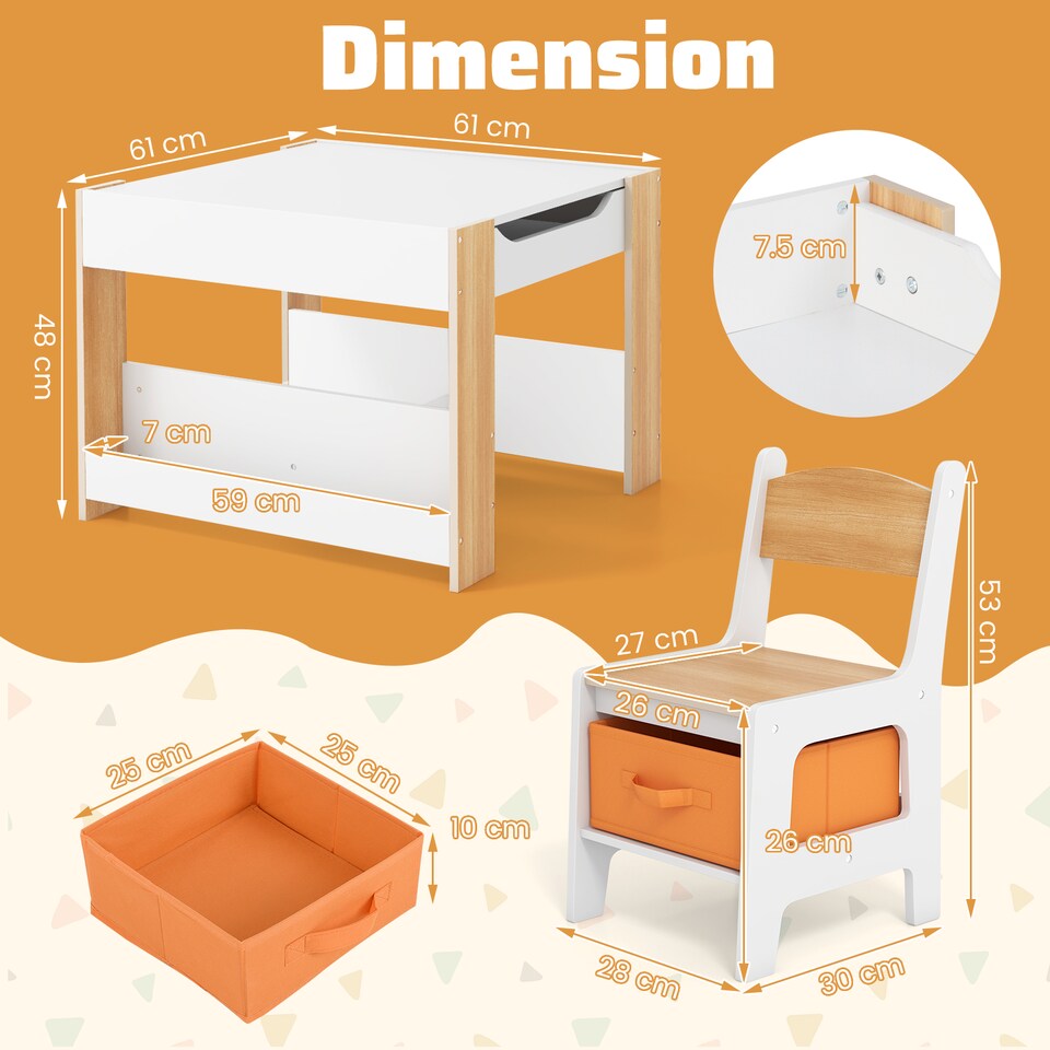 image 1 of COSTWAY 4-in-1 Kids Table and Chair Set Yellow