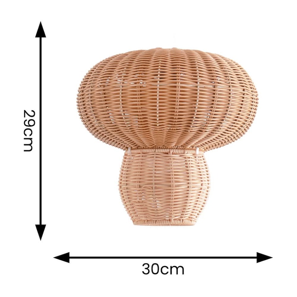image 1 of ValueLights Portobello Natural Rattan Mushroom Ceiling Shade | Brown