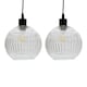 image 1 of First Choice Lighting Set of 2 Betchley Clear Ribbed Glass Globe Easy Fit Pendant Shades Clear