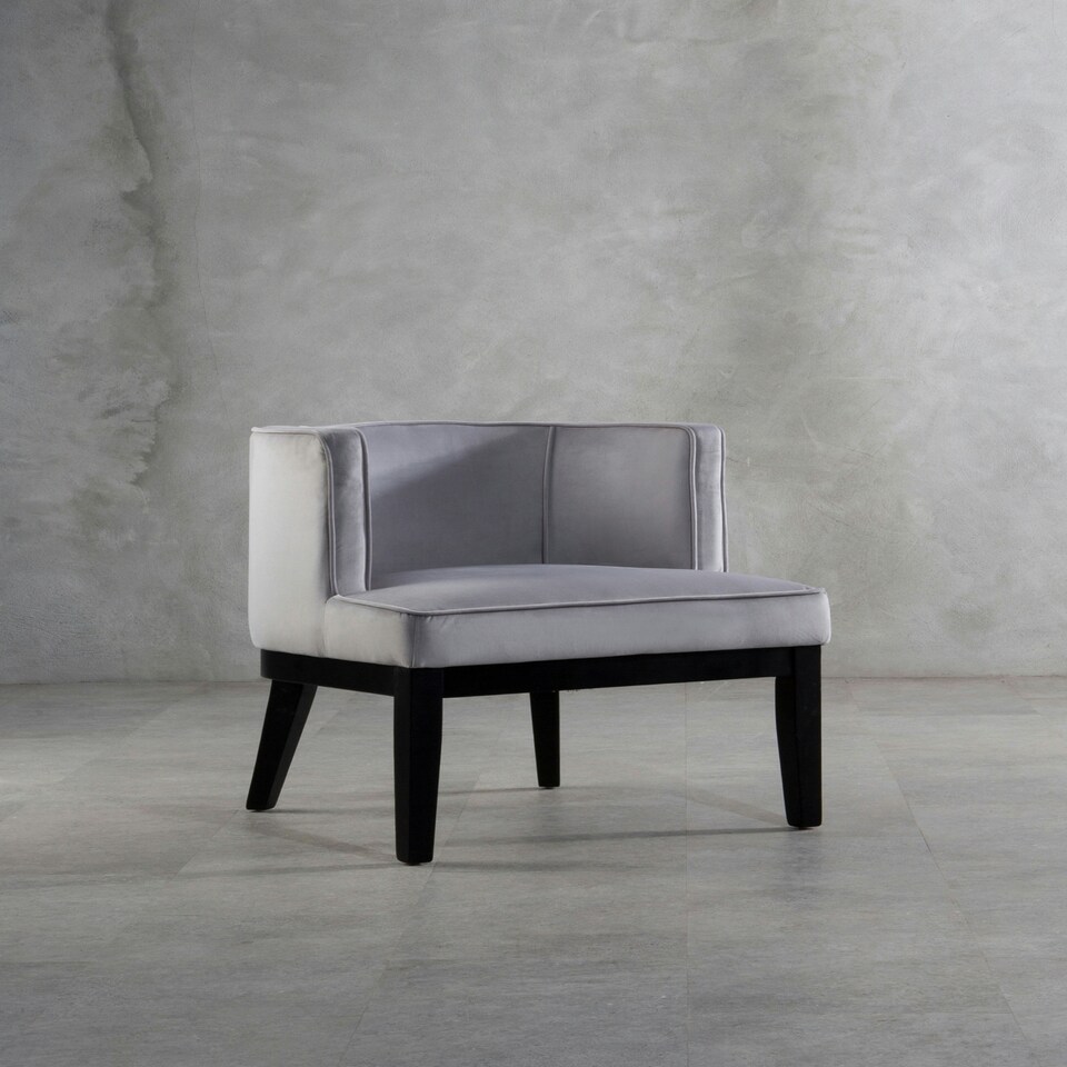 image 1 of Interiors by Premier Light Grey Velvet Chair, Supportive Backrest Lounge Chair, Easy to Clean Velvet Accent Chair, Space-Saving Small Chair