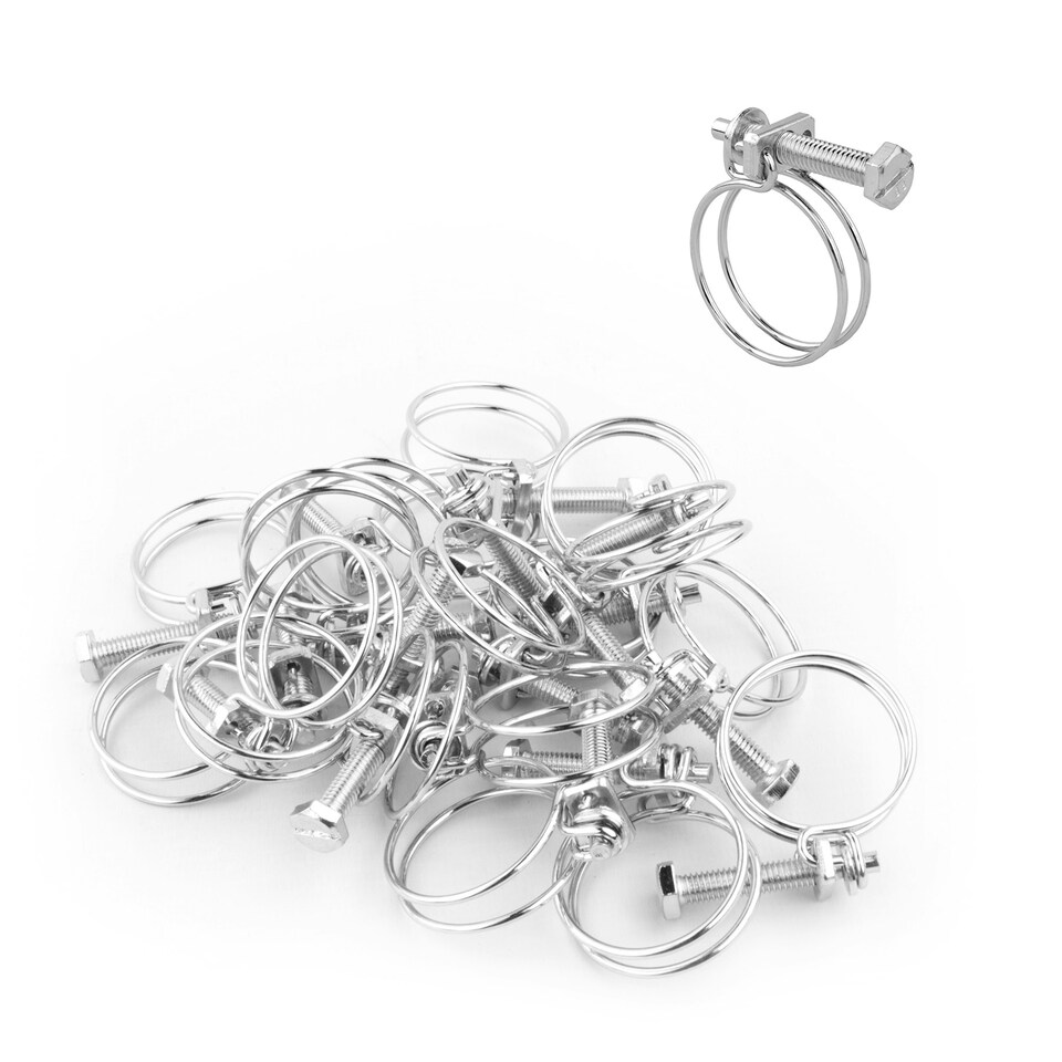 Pisces Double Wire Hose Clips for 32mm Pipe - 20 Pack
