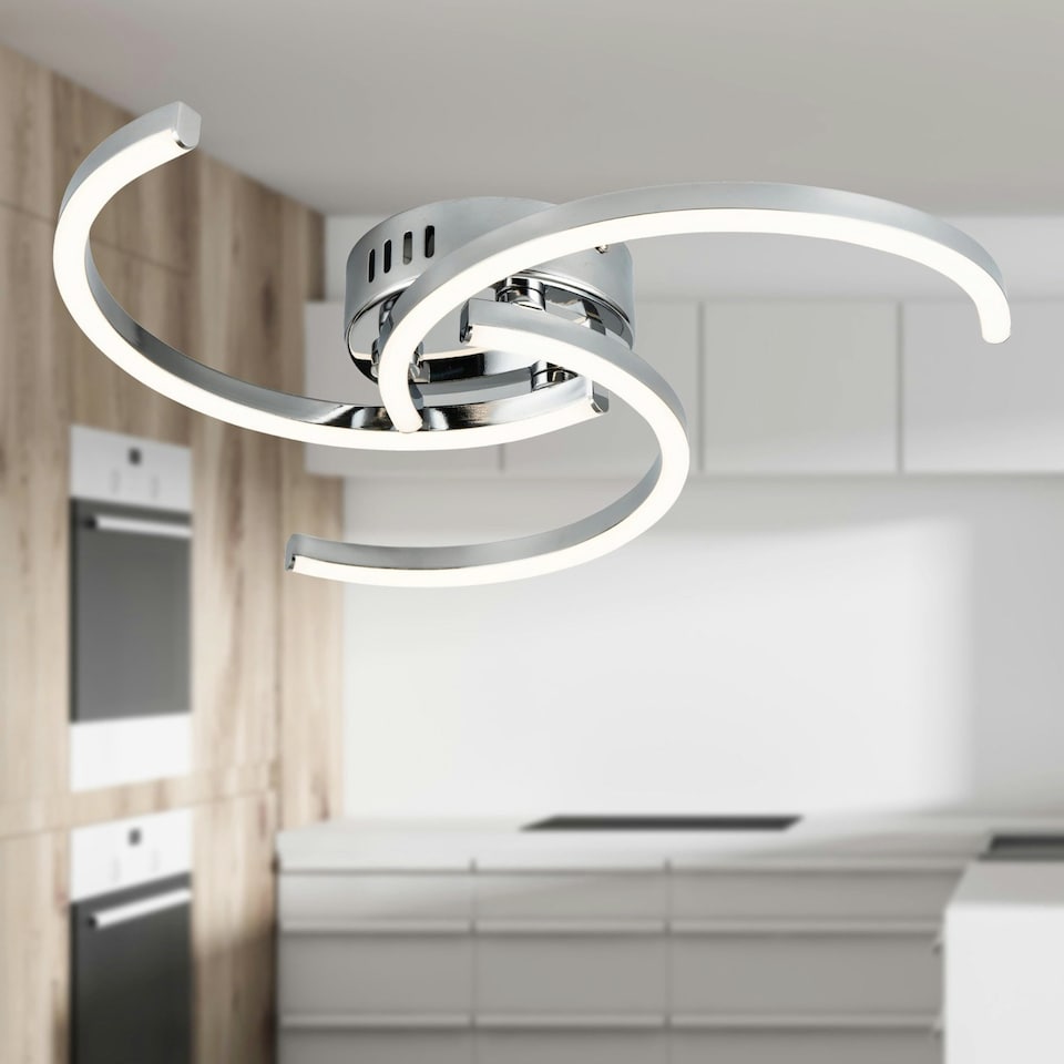 image 1 of First Choice Lighting Curve Chrome LED Flush Ceiling Light Chrome