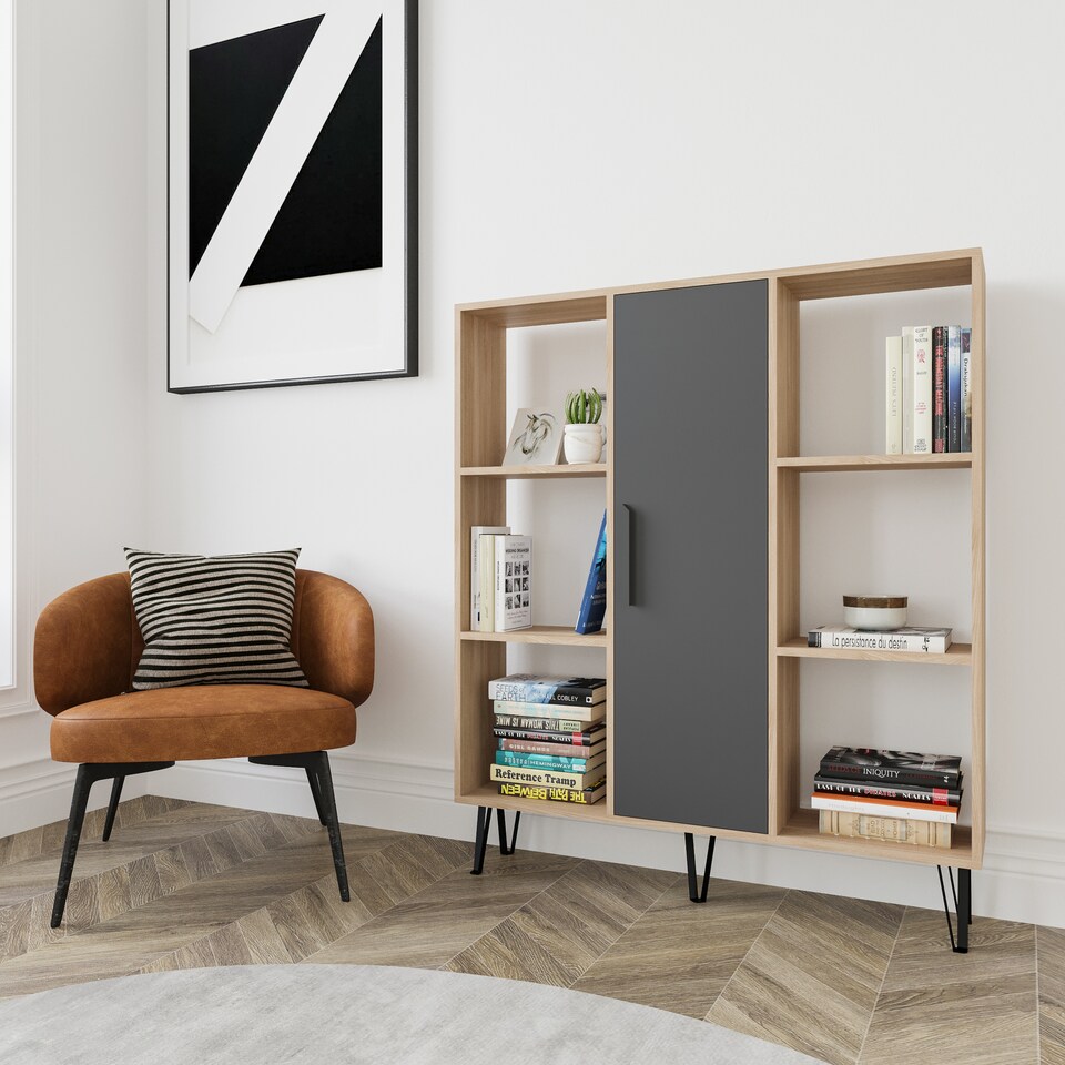 image 1 of Decorotika Peoria 6 Shelves and a Cabinet Bookcase