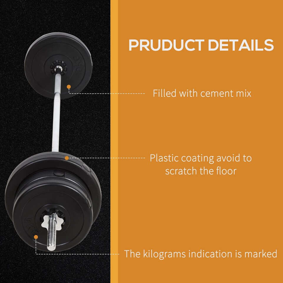 image 1 of HOMCOM Dumbbell and Barbell Set with 65kg Adjustable Weights, for Home Gym