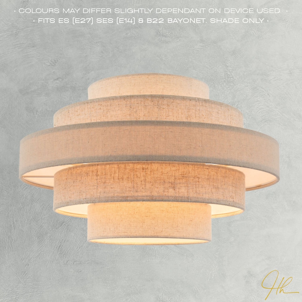 image 1 of Five Tier Pendant Lighting Shade with Natural Oatmeal and Beige Linen | Cream | Beige | 1