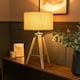 image 1 of ValueLights Clipper Tripod Painted Black Table Lamp with Medium Cream Drum Shade