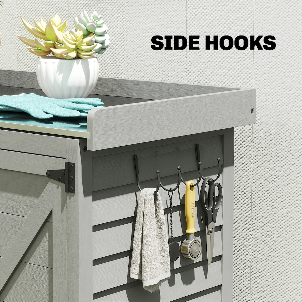 image 1 of Outsunny Wooden Garden Shed, Garden Tool Storage Shed, Double Doors, Grey
