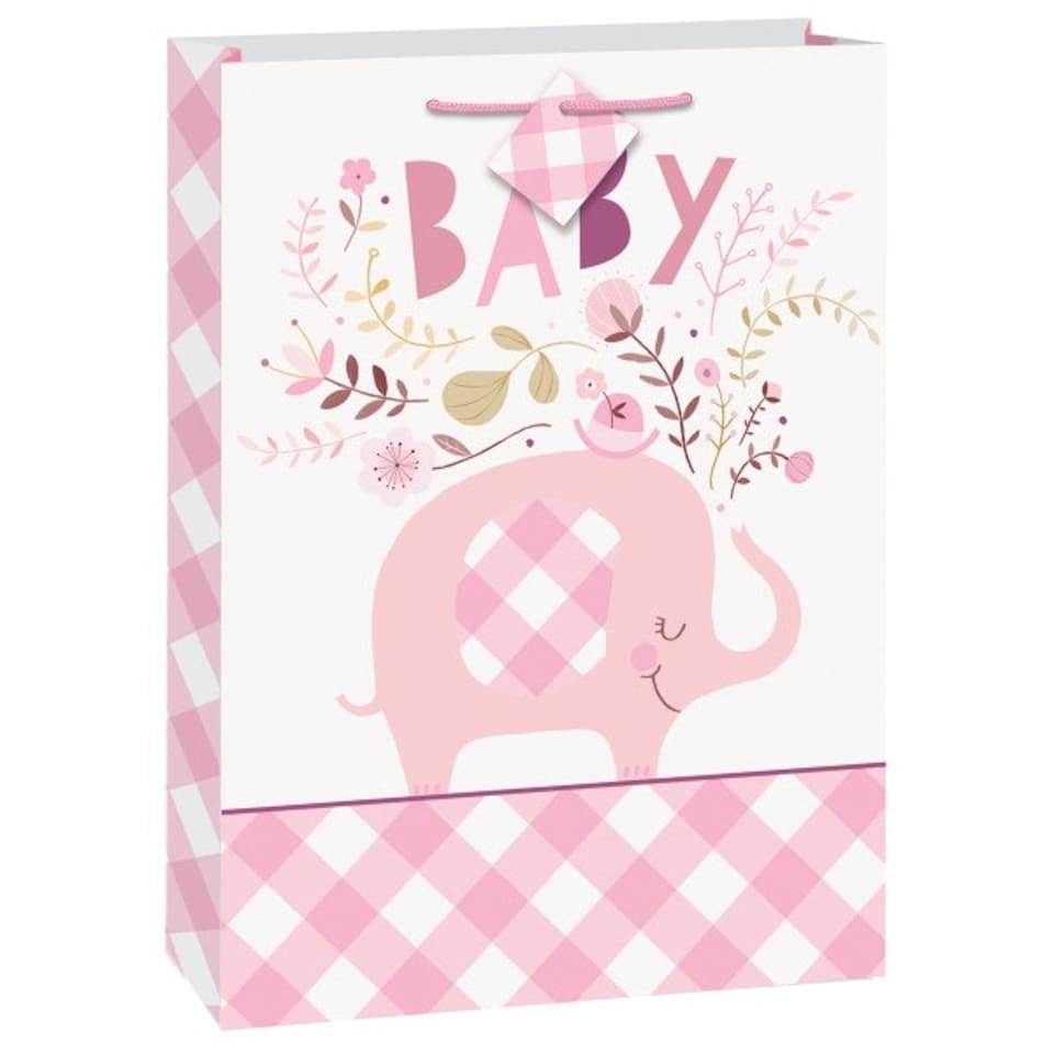 Pink Floral Elephant Jumbo Gift Bag