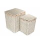 image 2 of Large Square White Wash Wicker Laundry Basket Rose Lining | Multi | Garden Rose