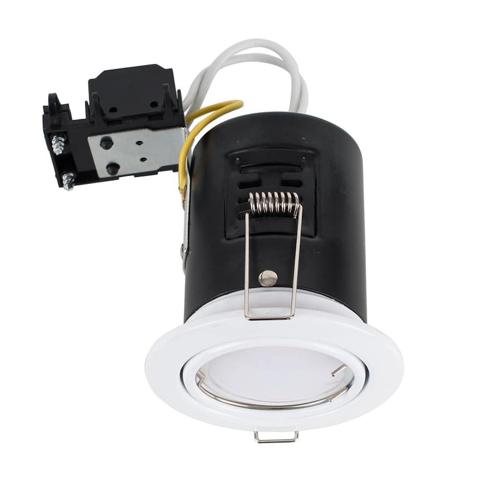 image 1 of ValueLights Downlight Tiltable Fire Rated White Ceiling Light Fitting Single Pack