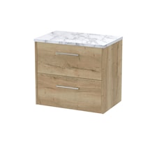 Balterley Winshill Contemporary 2 Drawer Wall Hung Vanity Unit with Laminate Worktop, Light Oak, 600mm