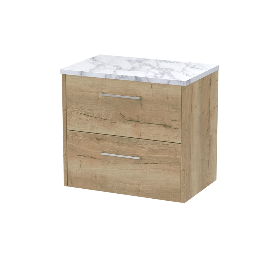 image 1 of Balterley Winshill Contemporary 2 Drawer Wall Hung Vanity Unit with Laminate Worktop, Light Oak, 600mm