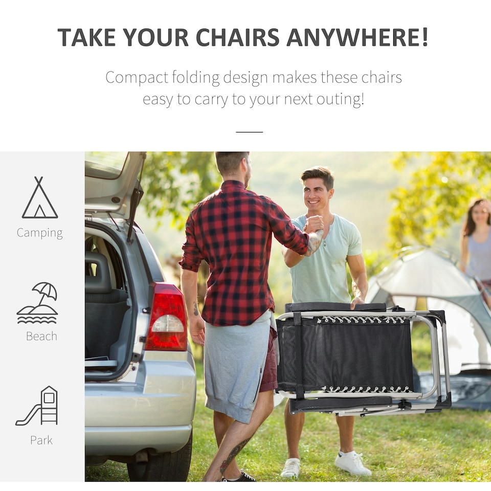 image 1 of Outsunny 2 PCS Reclining Zero Gravity Chair Folding Lounger Cushion Light Grey