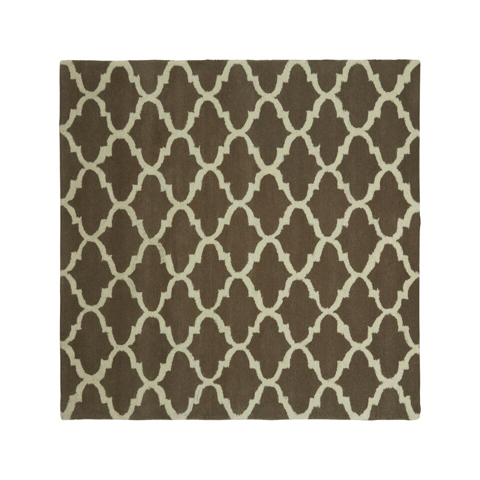 image 1 of Interiors by Premier Brown and Natural Hand Tufted Rug, Durable Cotton Wool Blend Quatrefoil Pattern Rug, Geometric Rug Brown