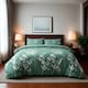 image 2 of Duvet Cover And Pillowcase Set Floral Leaf Design Polycotton Bed Linen | Blue | Duck Egg Blue | Super King
