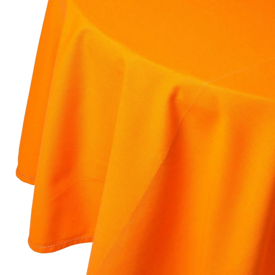 image 1 of Homescapes Orange Cotton Round Tablecloth - 178 cm Orange