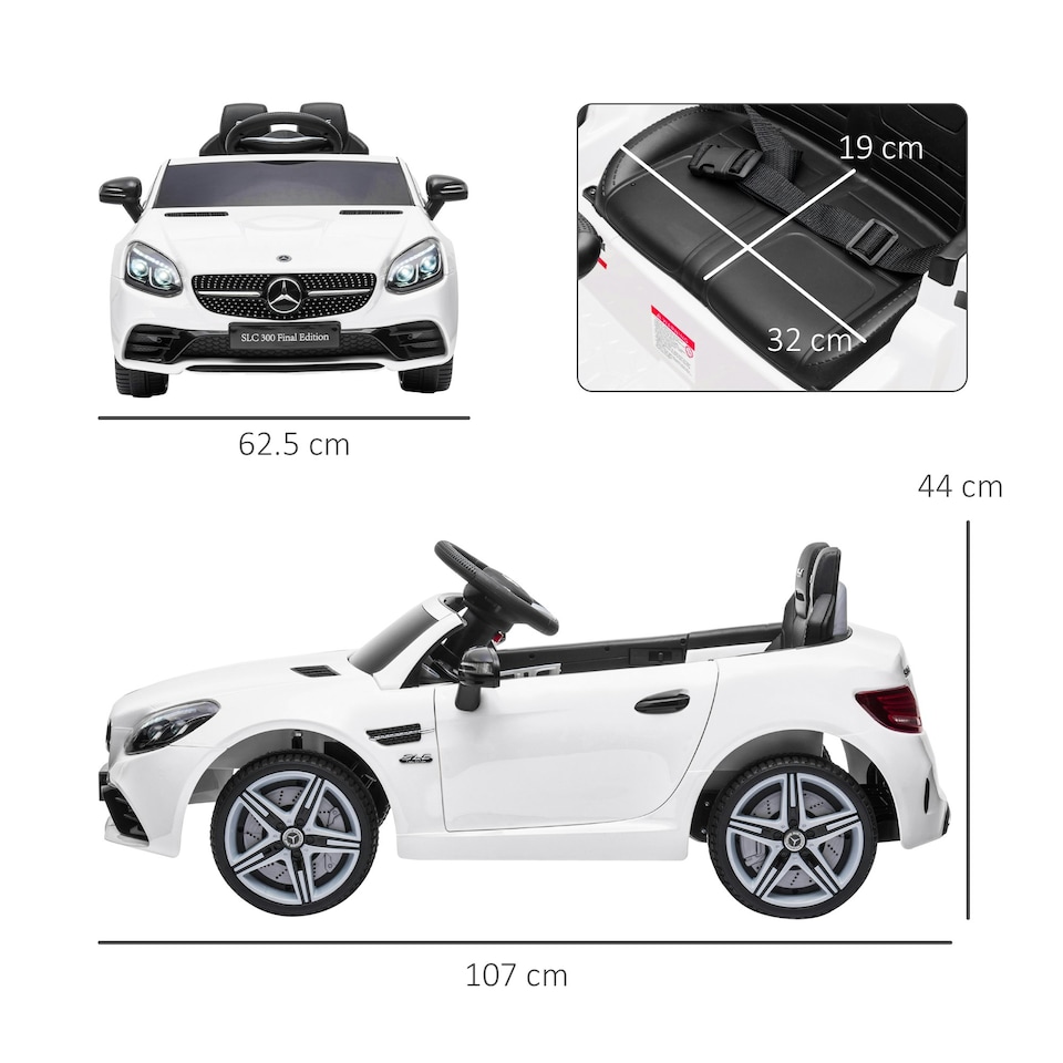 image 1 of AIYAPLAY Benz 12V Kids Electric Ride On Car W/ Remote Control Music White