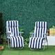 image 2 of Outsunny Set of 2 Folding Sun Lounger Recliner Chairs Daybed Cushion Blue White | Blue | Blue