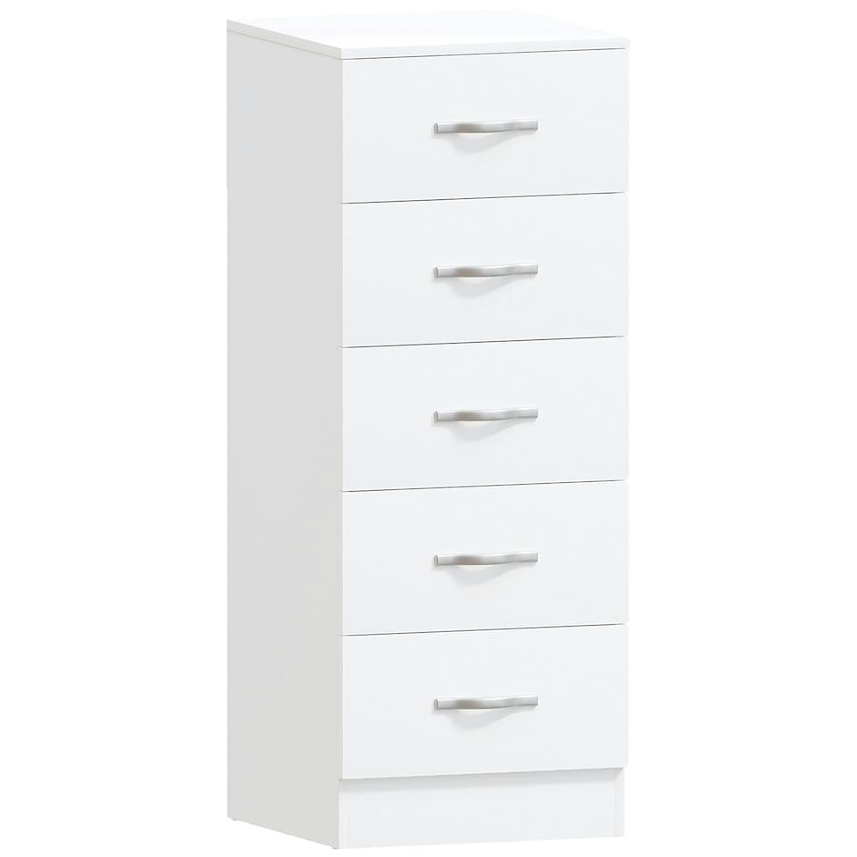 image 1 of Vida Designs Riano 5 Drawer Narrow Chest of Drawers Bedroom Storage, White