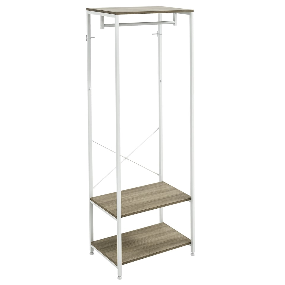 image 1 of HOMCOM Coat Rack, 2-in-1 Clothes Stand with Shoe Storage for Hallway, Grey