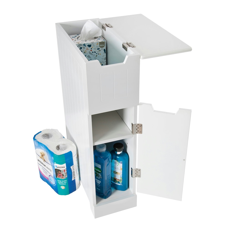 image 1 of Elegant Brands Sennen Super Slim Bathroom Storage Cabinet in White White