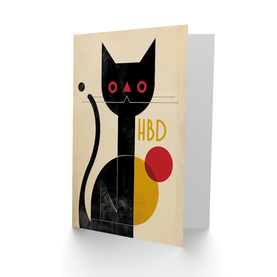 image 1 of Hbd Geometric Bold Animal Cat Lover Man Woman Birthday Card