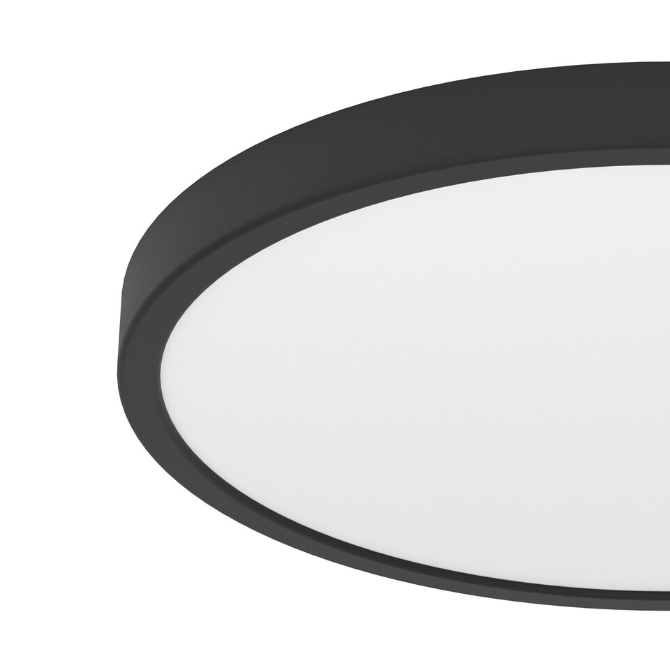 image 1 of EGLO Fueva 6 Ultra-Slim Surface-Mounted Black Round LED Ceiling Light WBS Black