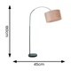 image 2 of ValueLights Louis Black Arched Curved Floor Lamp with Blush Pink Velvet Drum Lamp Shade