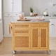 image 8 of SoBuy Kitchen Storage Trolley with Stainless Steel Top, Bamboo, 45.3x18.1x36.2 in, 23.9 kg - FKW70-N