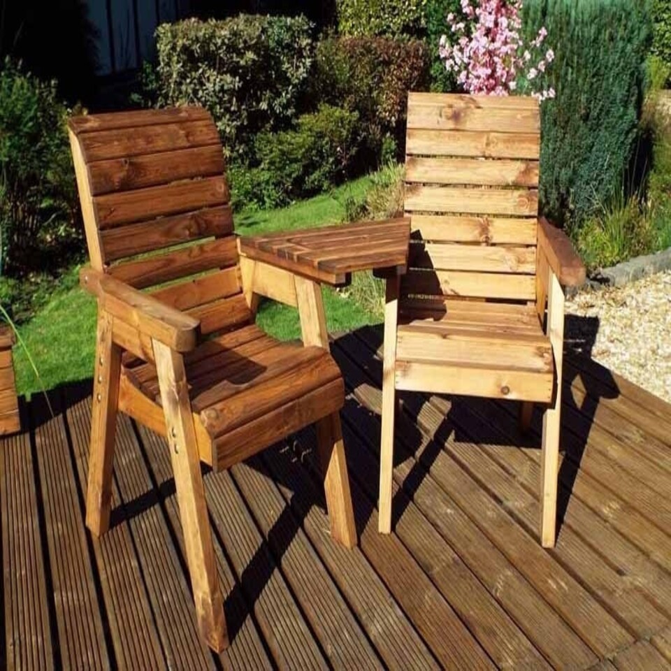 image 1 of Twin Companion Set Angled Self-Assembly - W180 x D90 x H98 - Redwood