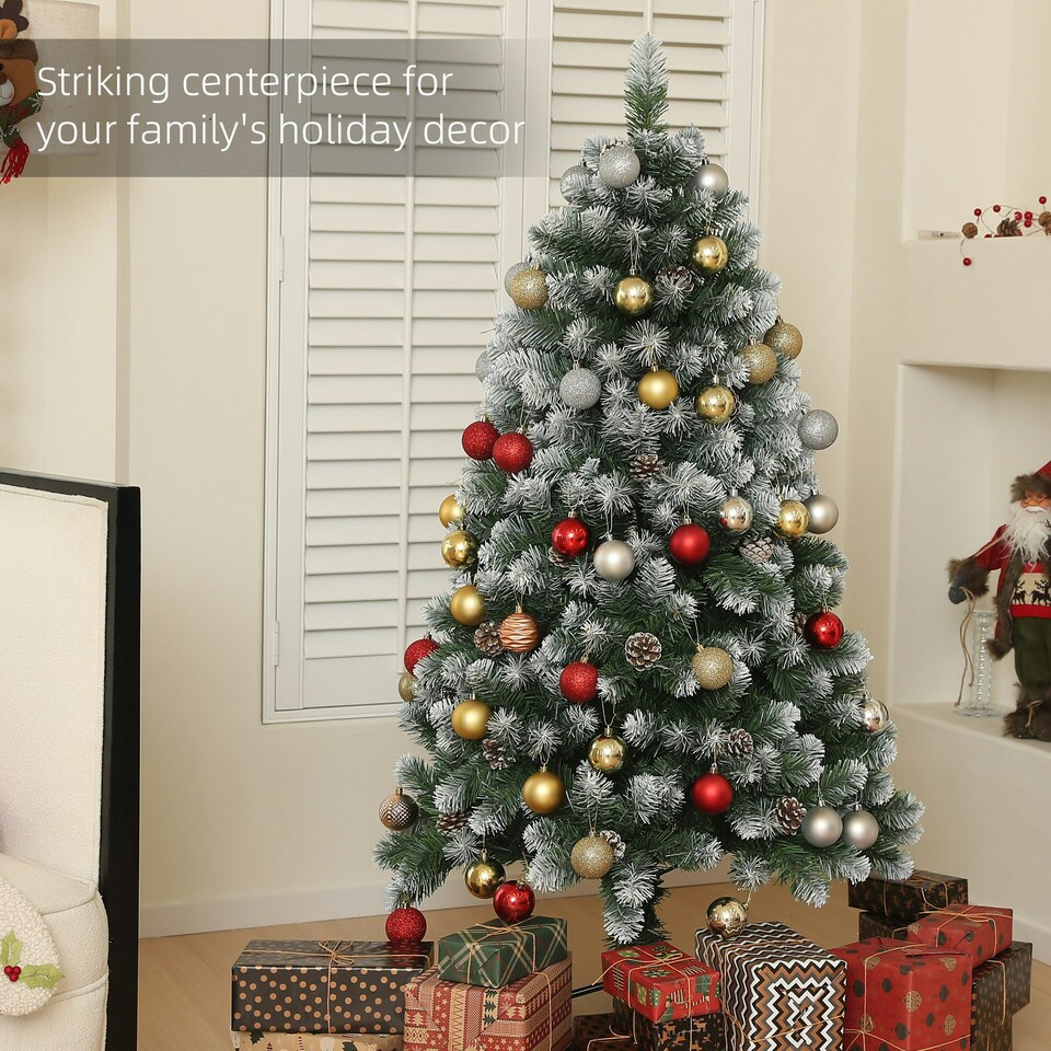 image 1 of HOMCOM 5ft Artificial Pine Christmas Tree with Pinecones, Steel Base