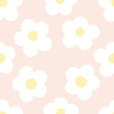 Sample of Ditsy Daisy Wallpaper in Soft Peach Multi