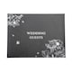 image 1 of Beautiful Black Satin Fabric Wedding Day Guest Book with Silver Floral Decor