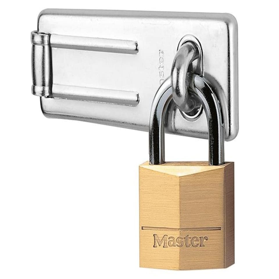 Master Lock Hasp 89Mm + Solid Brass Padlock 40Mm