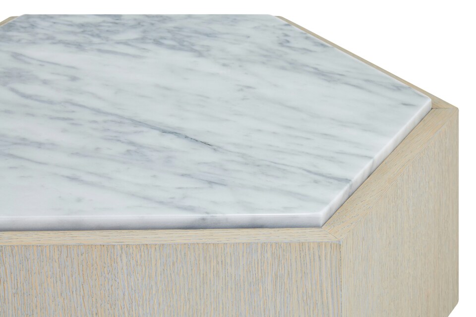 image 1 of Small White Side Table,Marble Topped Hexagonal Nesting Table,Sofa Side Table, Bedside Table With Golden Base | White