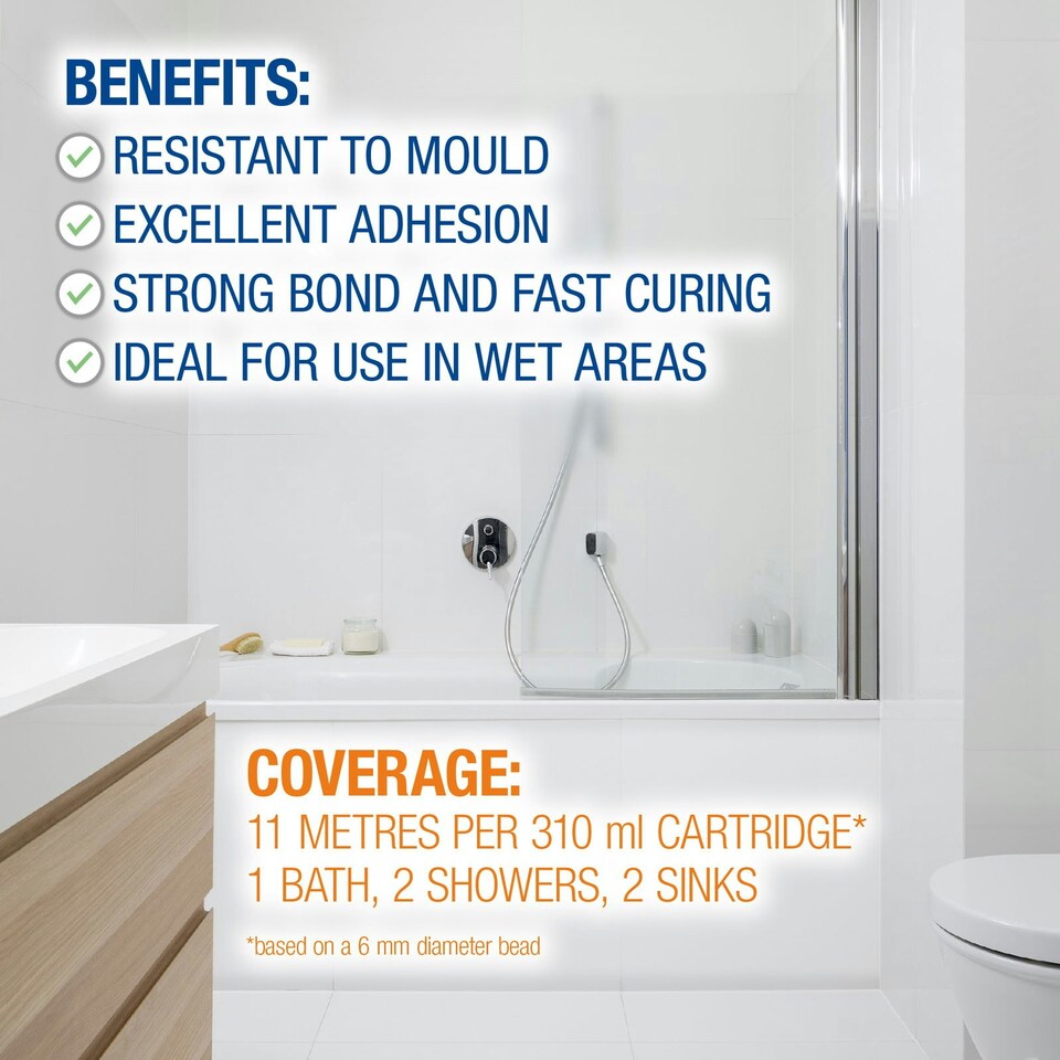 image 1 of Dryzone Silicone Sealant Replacement Kit (Anti Mould) for Kitchens and Bathrooms