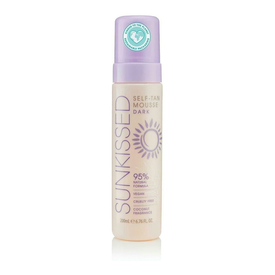 image 1 of SUNKISSED SELF TAN MOUSSE DARK 200ML 95% NATURAL VEGAN COCONUT FRAGRANCE