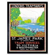 Vintage Transport London Tramways St James Park Framed Wall Art Print