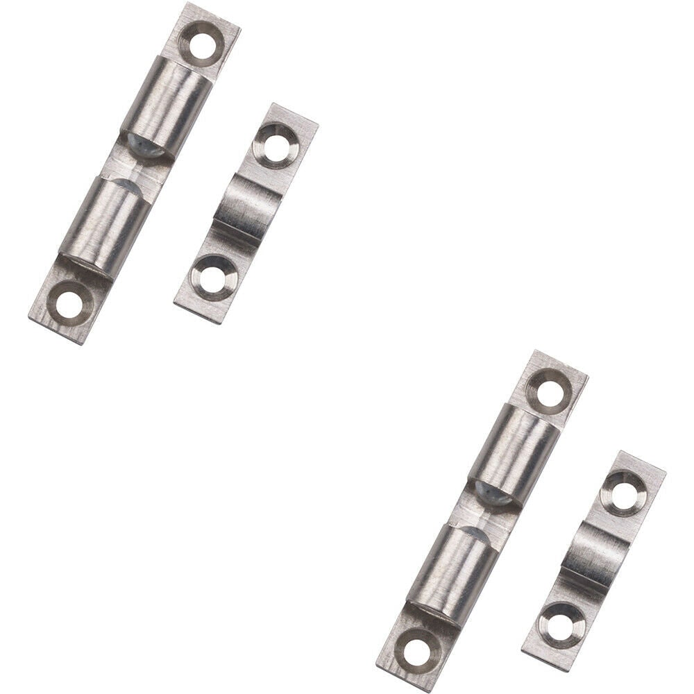 Loops 2x Double Ball Roller Cupboard Catch 50 x 9mm 40mm Fixing Centers Satin Chrome