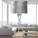 image 5 of First Choice Lighting Chrome Tripod Table Lamp with Grey Crushed Velvet Shade Chrome | Grey